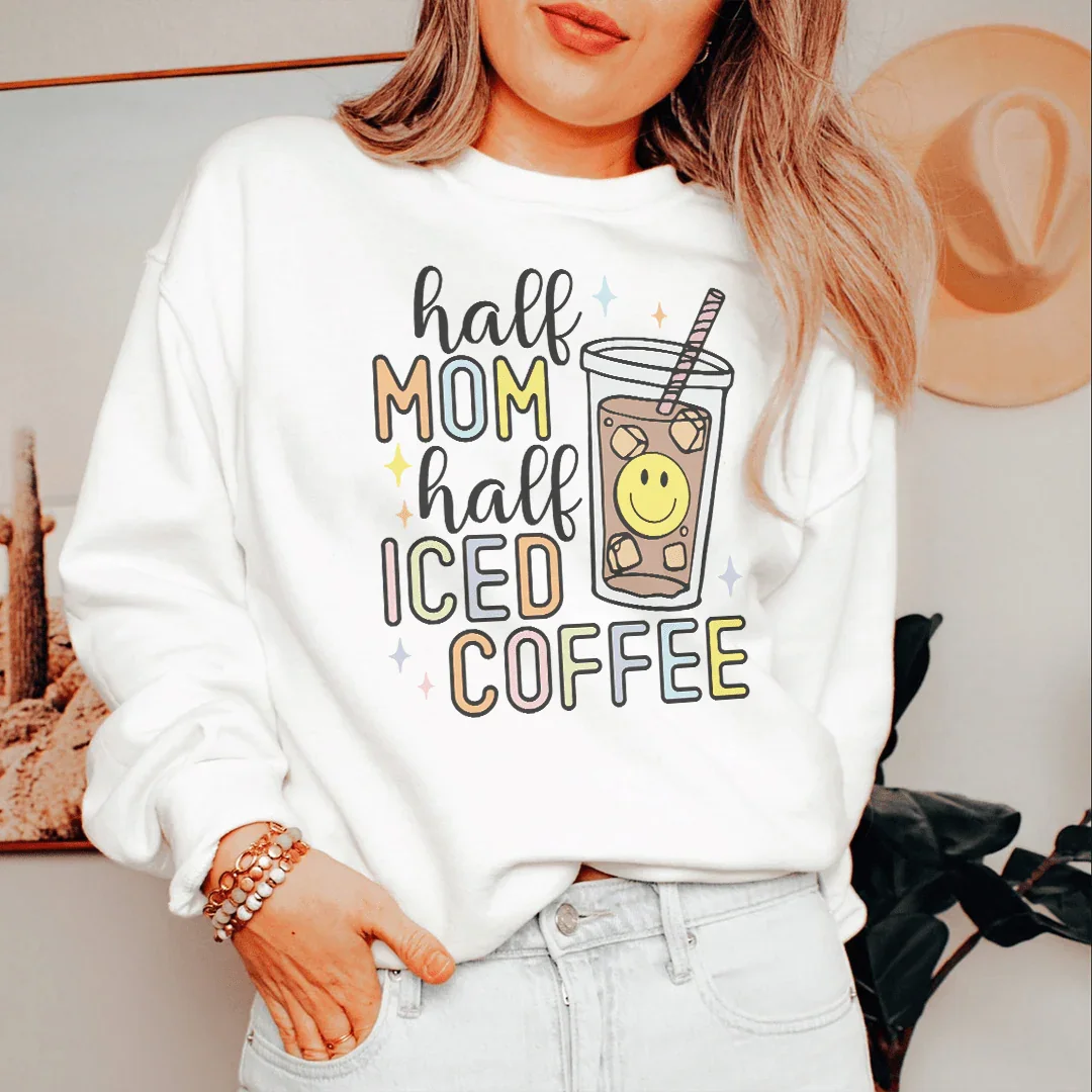Half Mom Half Iced Coffee Sweatshirt - WonderingCloth