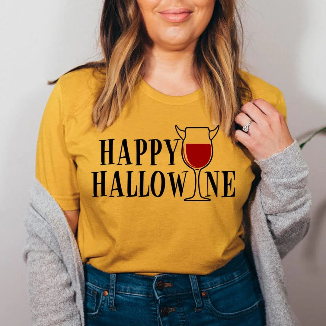 Happy Hallowine Tee - WonderingCloth