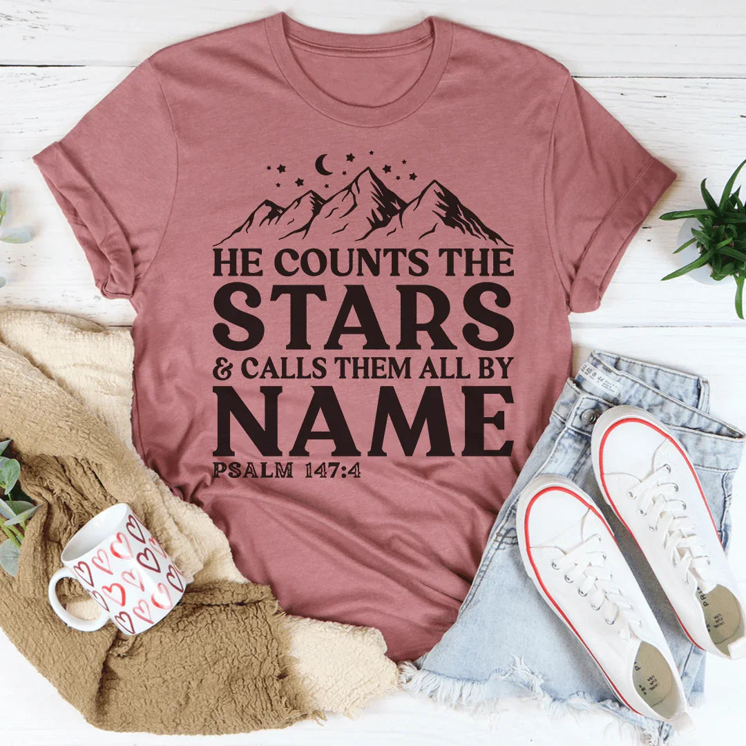 He Counts The Stars & Calls Them All By Name Tee - WonderingCloth