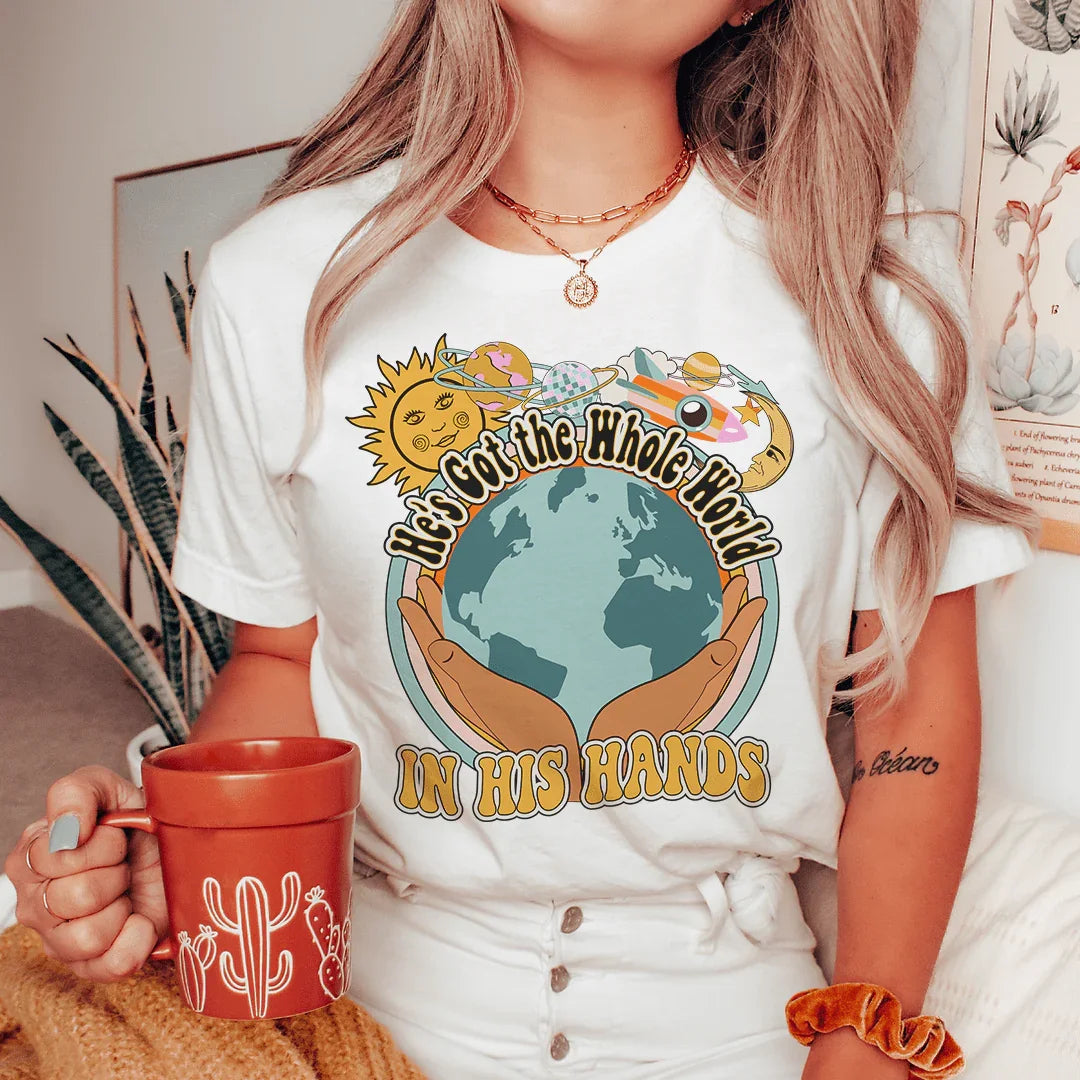 He's Got The Whole World In His Hands Tee - WonderingCloth