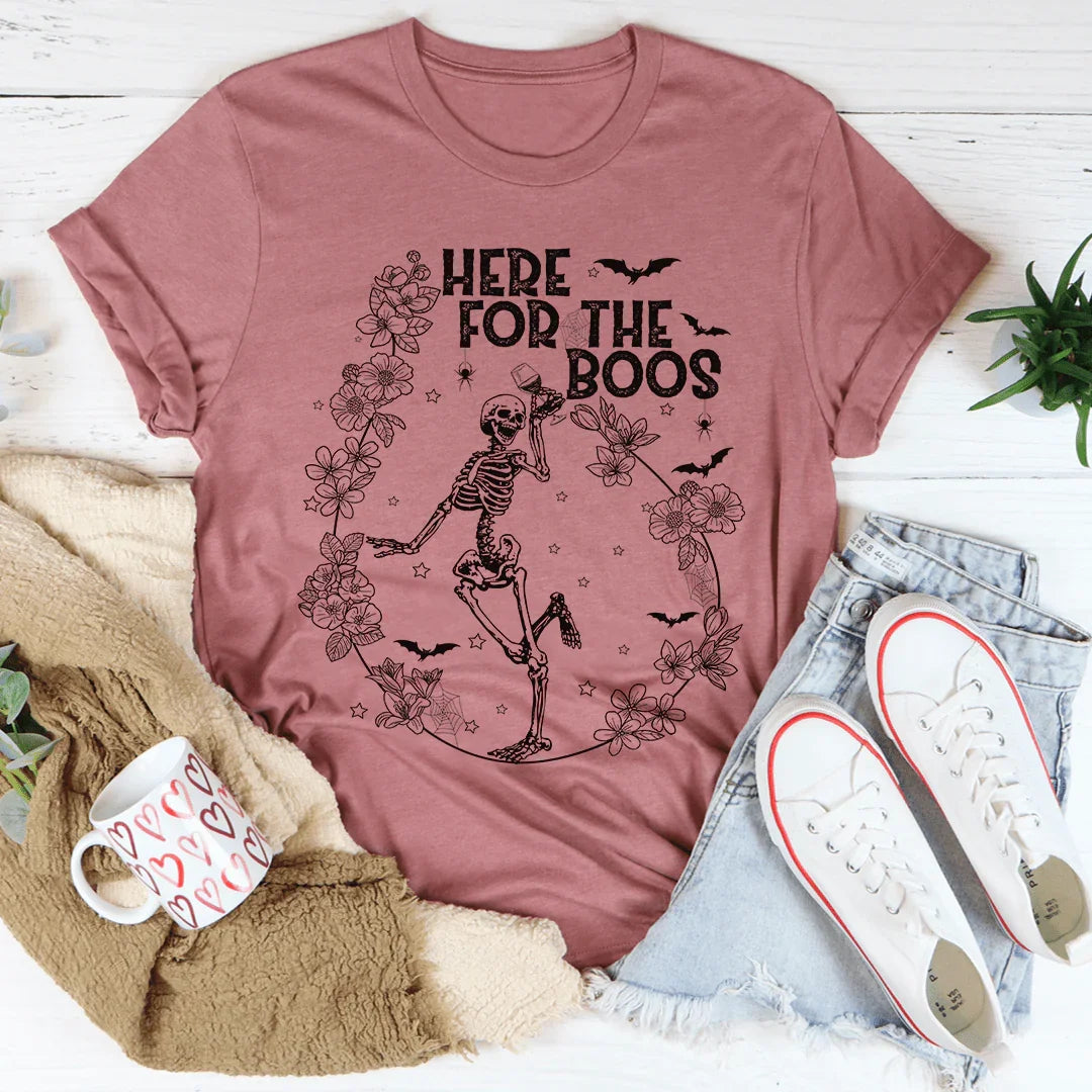 Here For The Boos Wine Tee - WonderingCloth