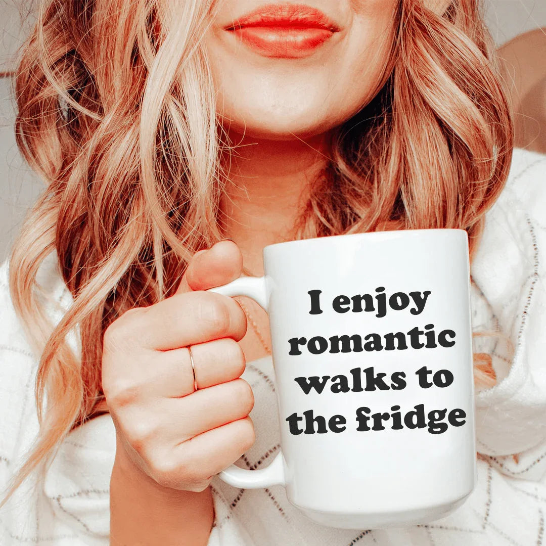 I Enjoy Romantic Walks To The Fridge Ceramic Mug 15 oz - WonderingCloth