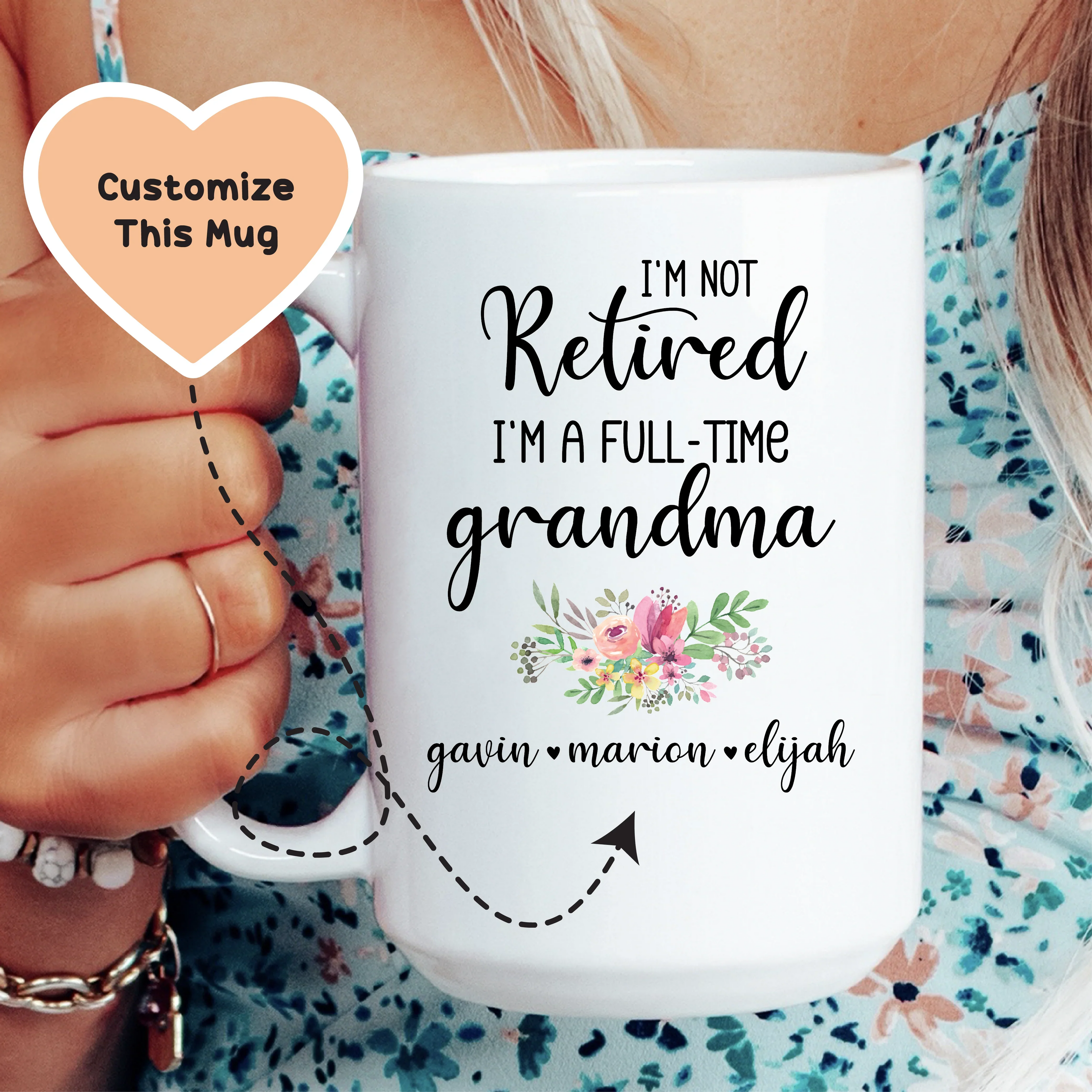 I'm Not Retired I'm A Full Time Grandma Custom Mug - WonderingCloth