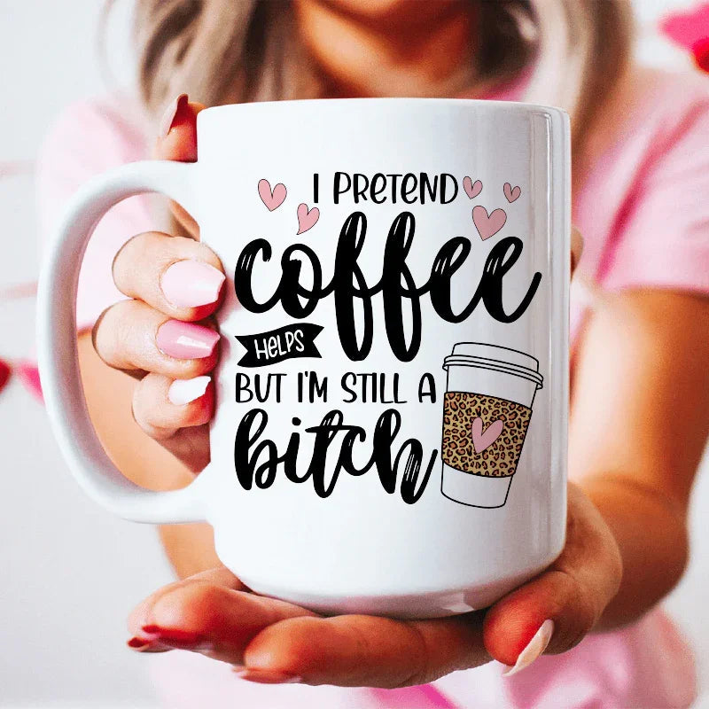 I Pretend Coffee Ceramic Mug 15 oz - WonderingCloth