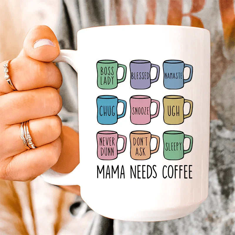 Mama Needs Coffee Ceramic Mug 15 oz - WonderingCloth
