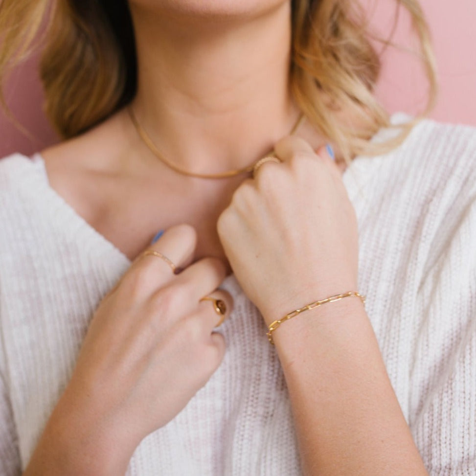Madeline Gold Filled Paperclip Bracelet - WonderingCloth