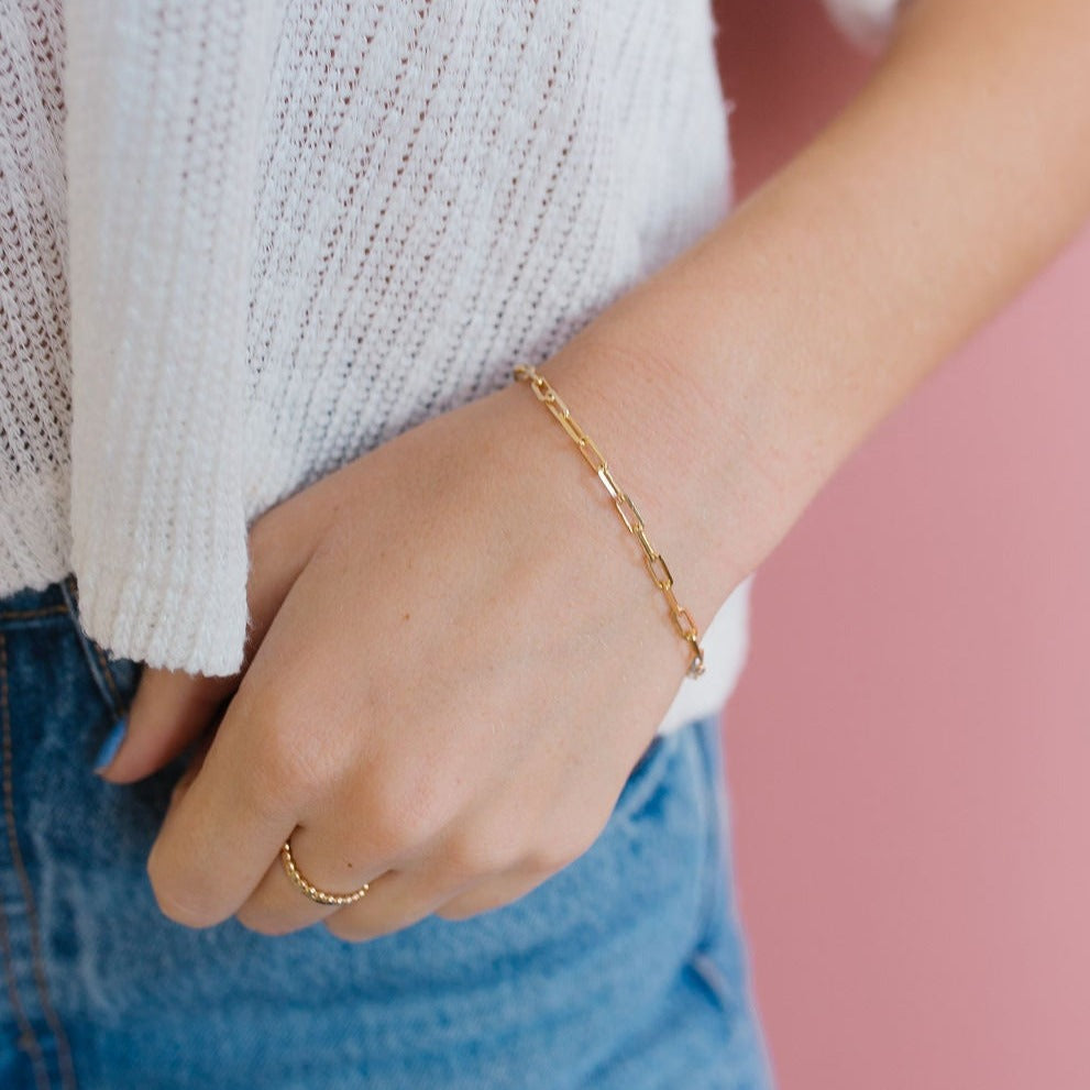 Madeline Gold Filled Paperclip Bracelet - WonderingCloth