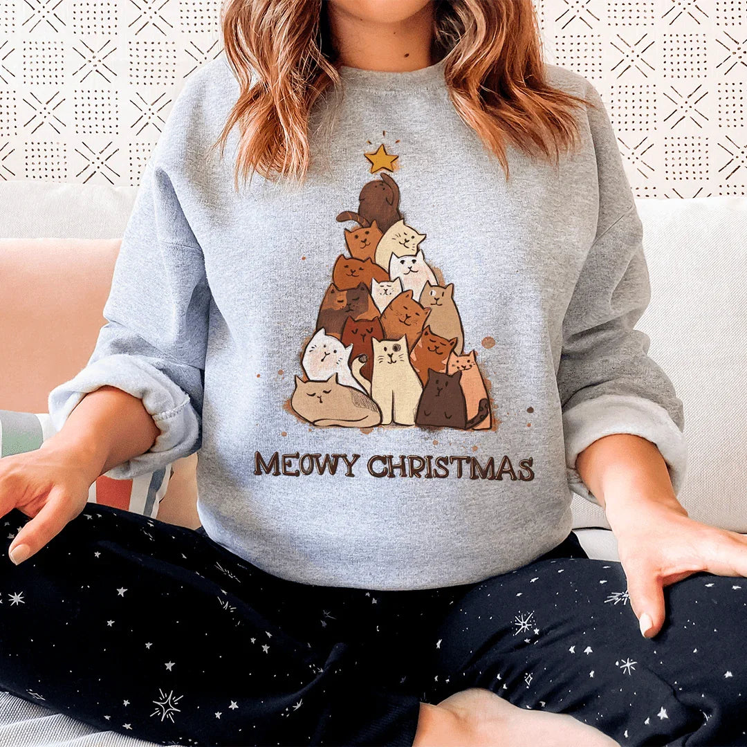 Meowy Christmas Sweatshirt - WonderingCloth