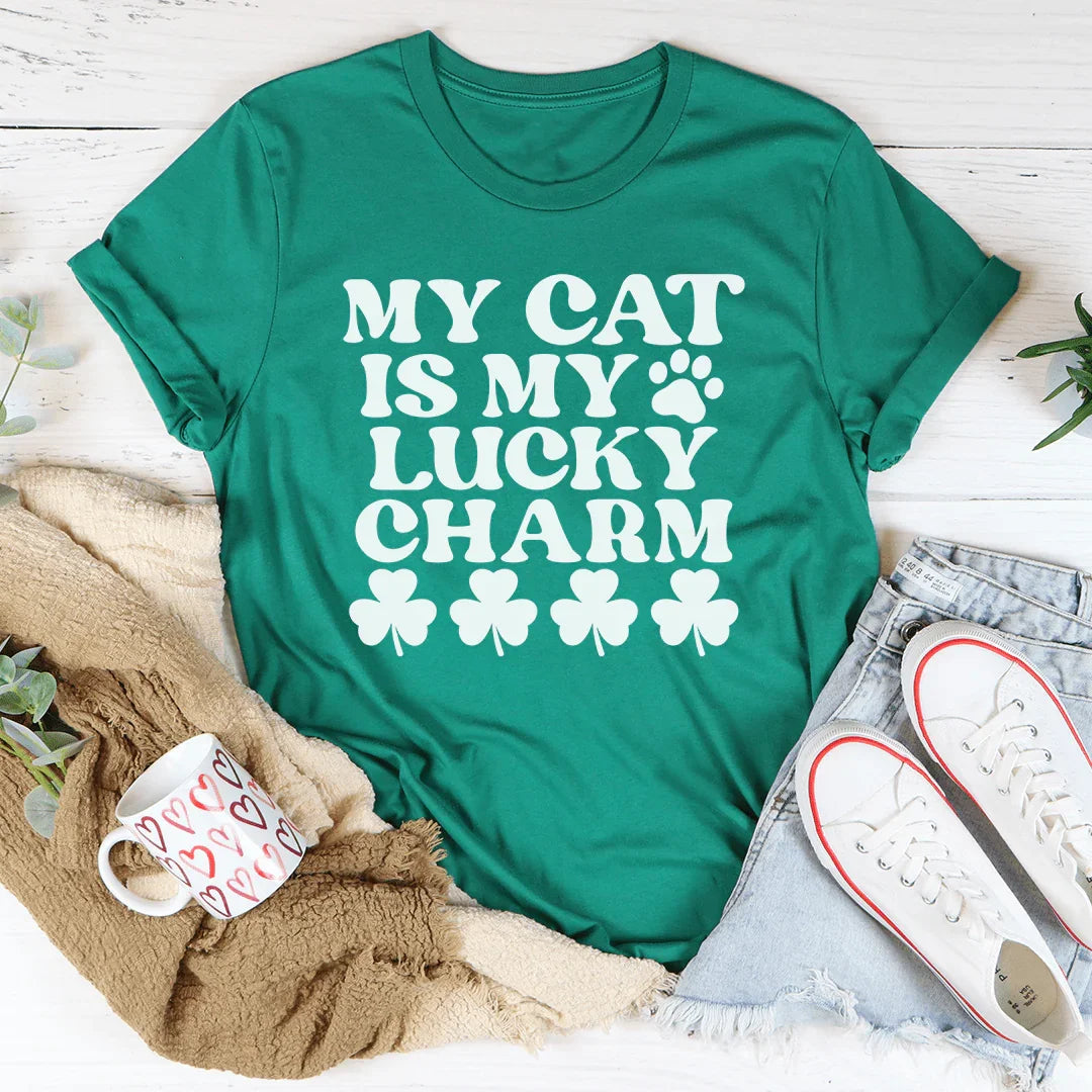 My Cat Is My Lucky Charm Tee - WonderingCloth