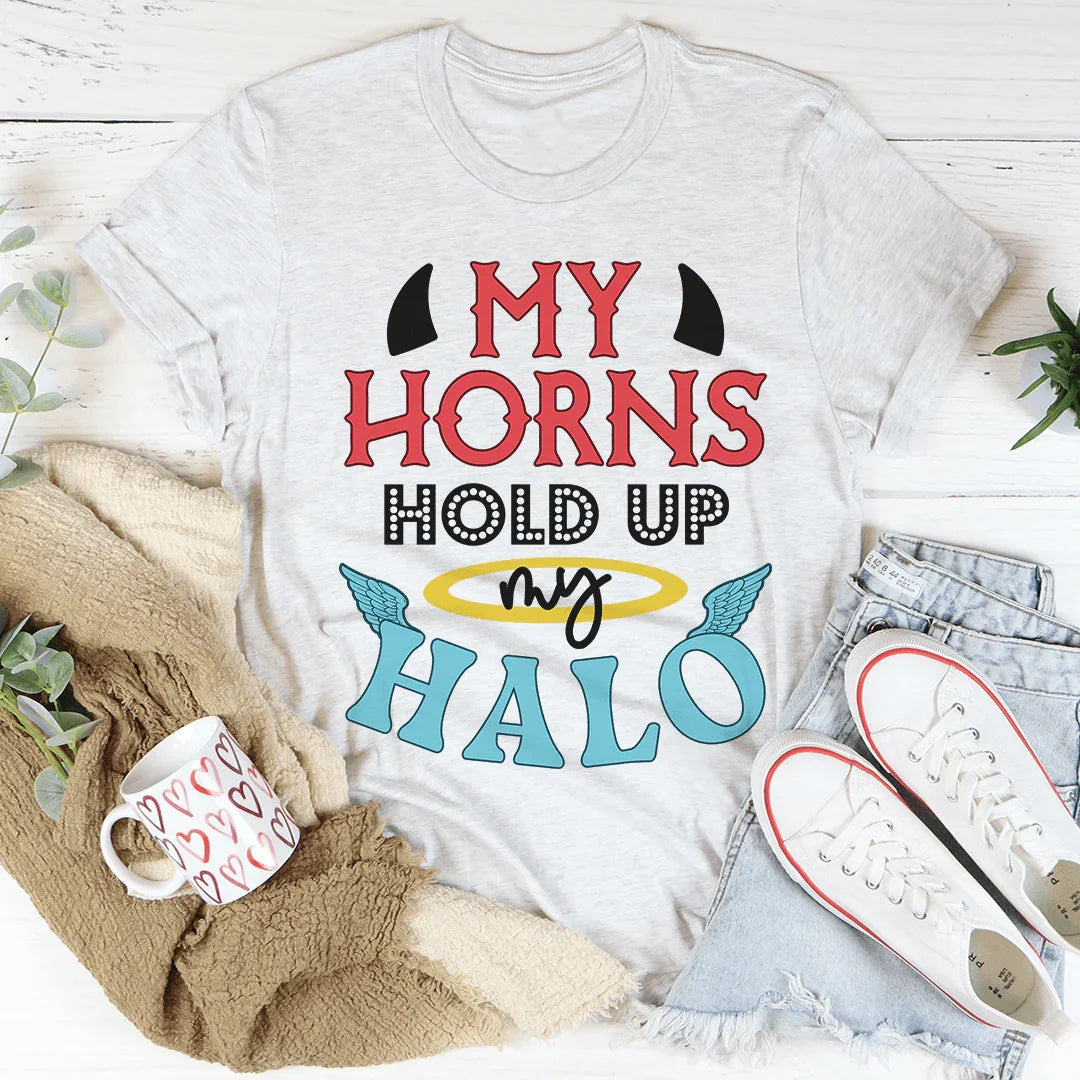 My Horns Hold Up My Halo Tee - WonderingCloth
