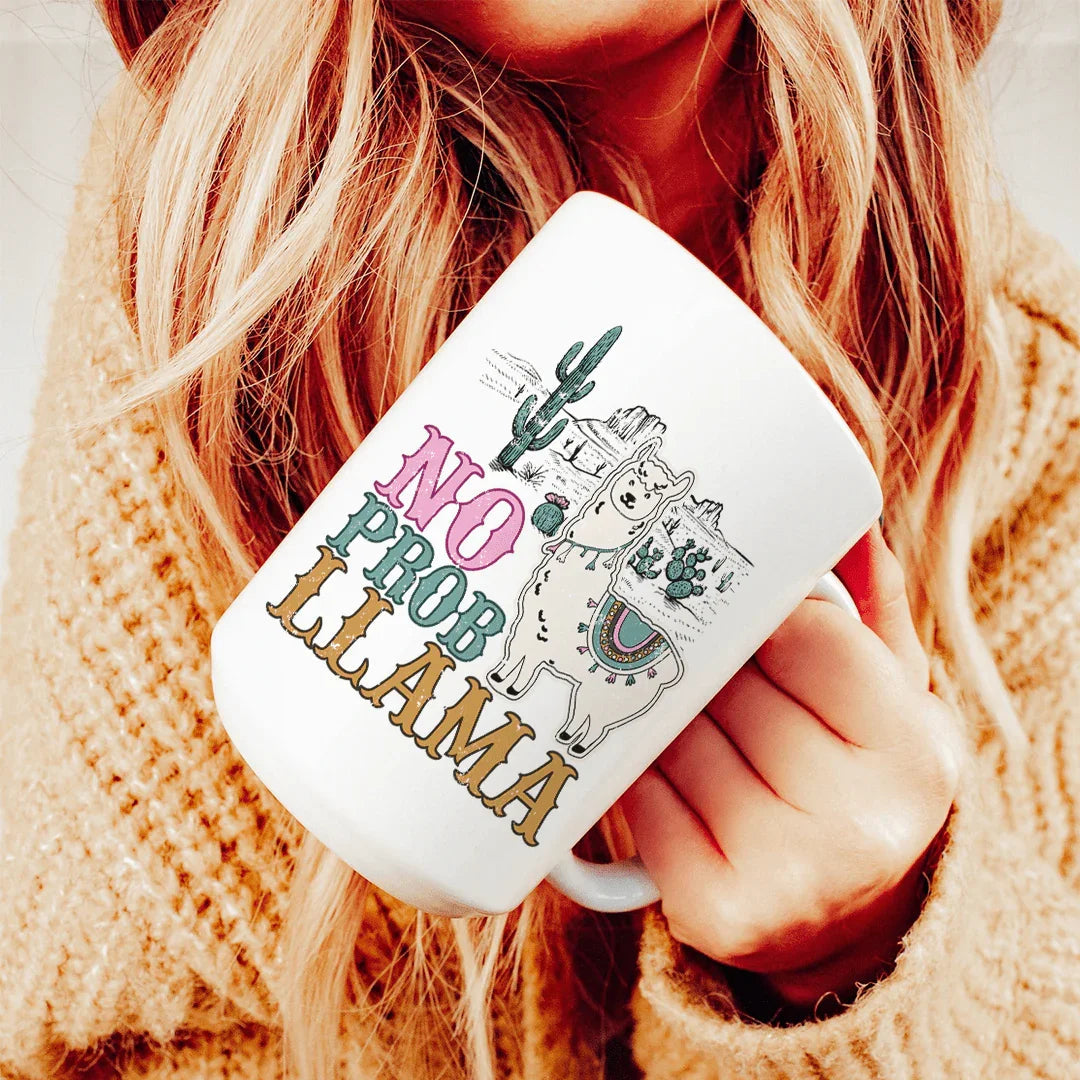 No Prob Llama Ceramic Mug 15 oz - WonderingCloth