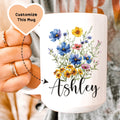Personalized Floral Mug with Name Mug - WonderingCloth