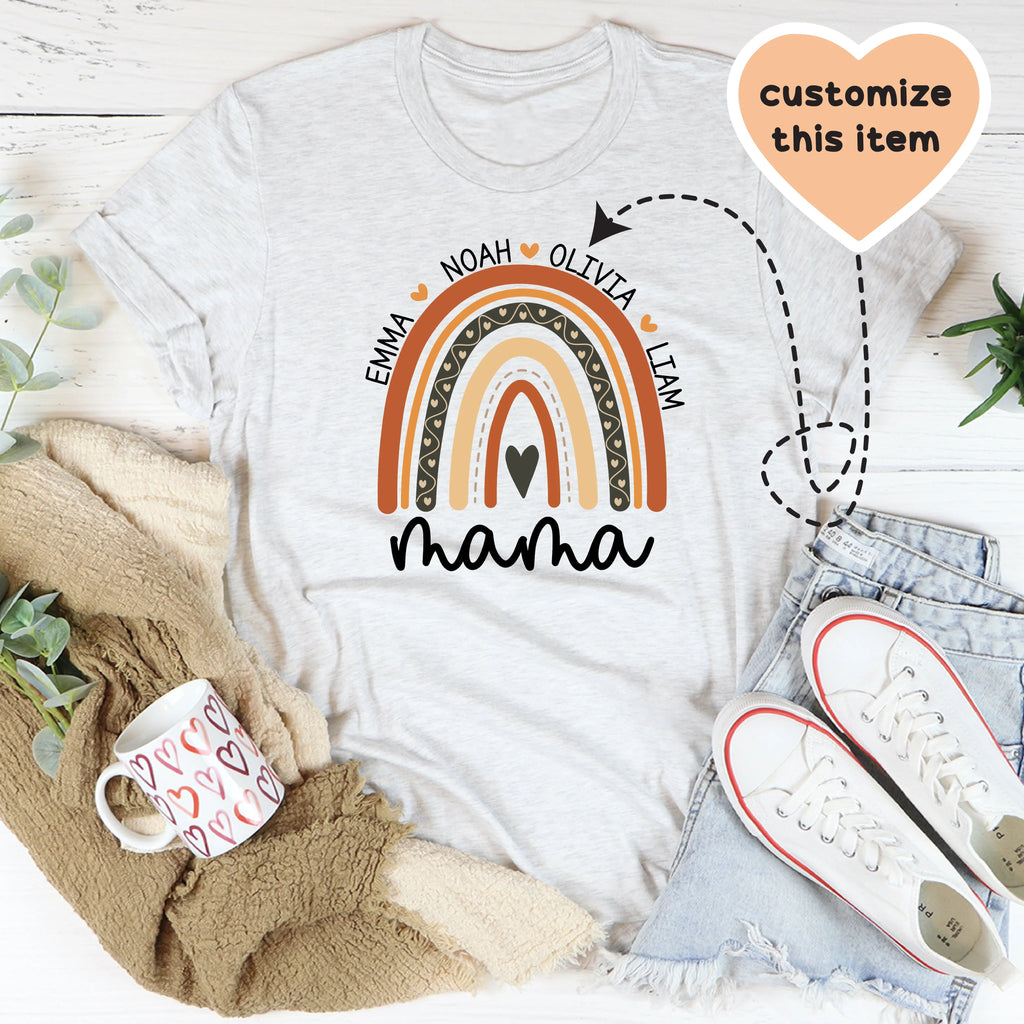 Personalized Mama Boho Rainbow Tee - WonderingCloth