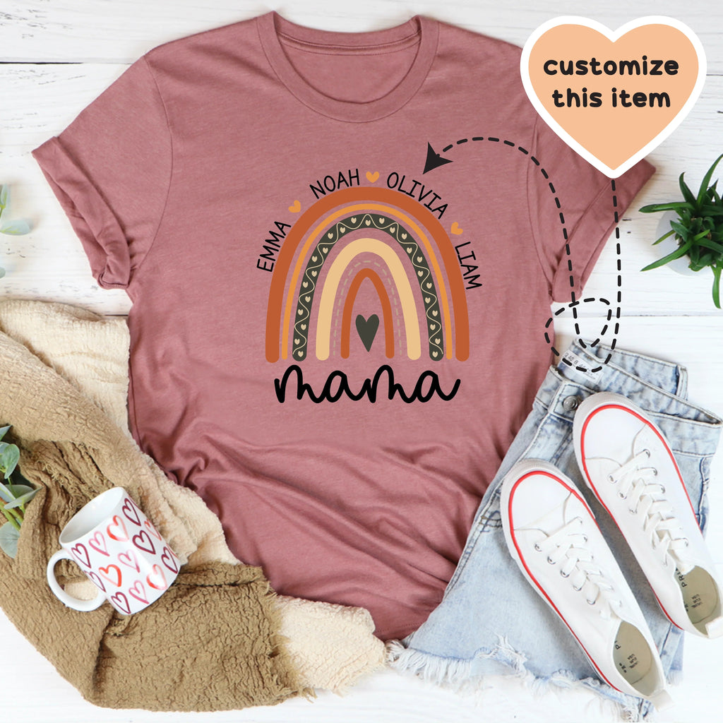 Personalized Mama Boho Rainbow Tee - WonderingCloth