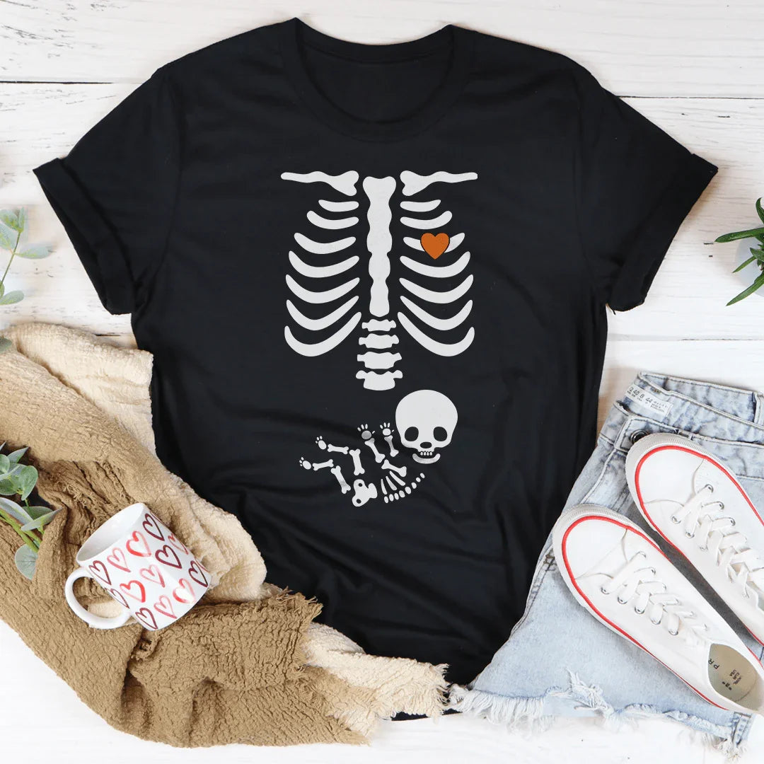 Pregnant Skeleton Baby Boy Tee - WonderingCloth