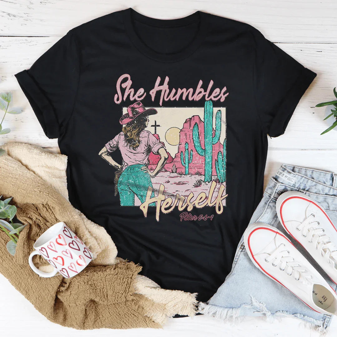 She Humbles Herself Cowgirl Tee - WonderingCloth