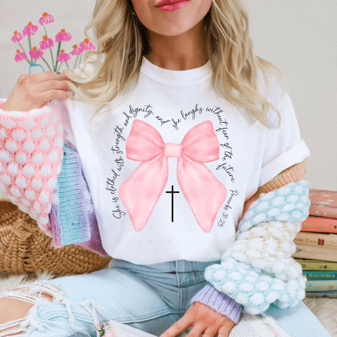 She Is Clothed With Strength And Dignity Tee - WonderingCloth