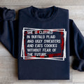 She's Clothed In Buffalo Plaid And Ugly Sweaters Sweatshirt - WonderingCloth