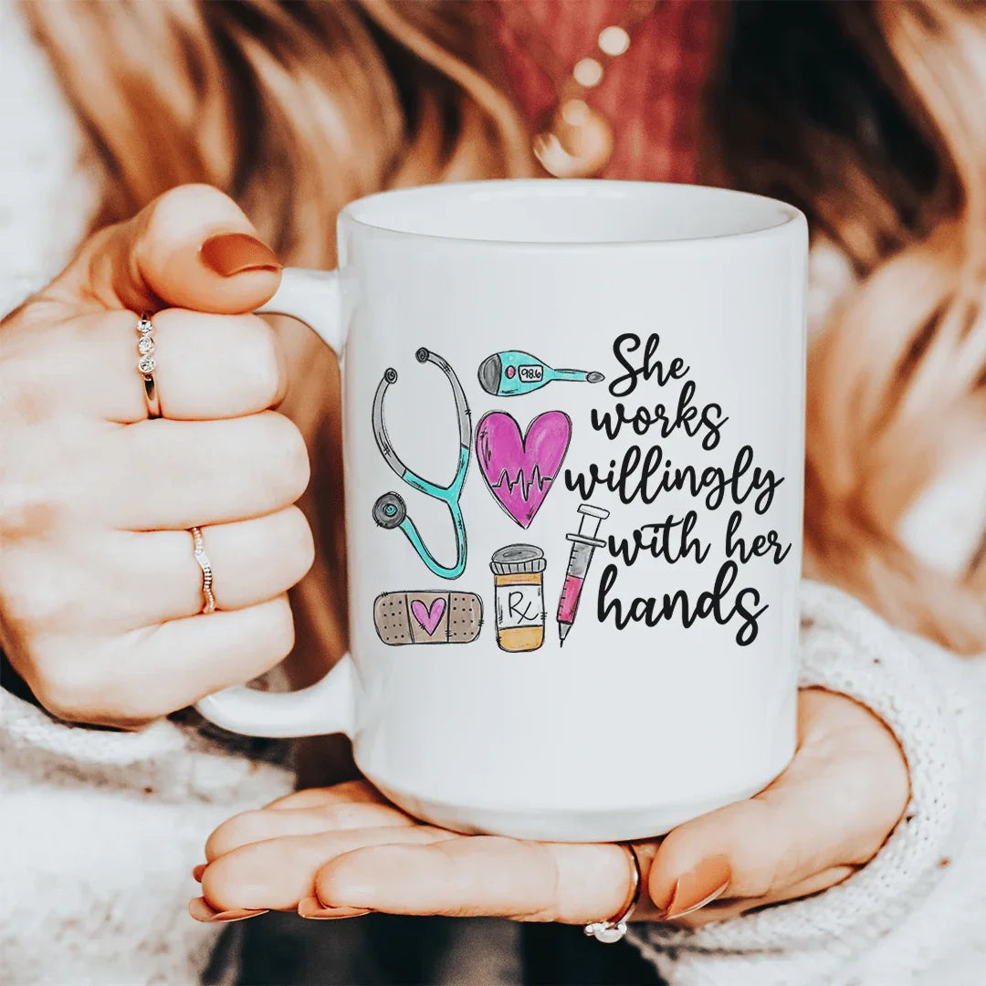 She Works Willingly With Her Hands Ceramic Mug 15 oz - WonderingCloth