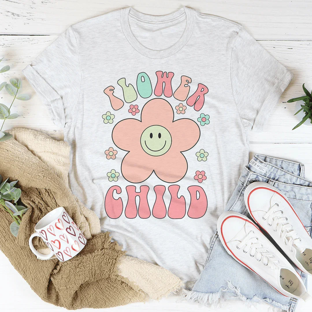 Smiley Flower Child Tee - WonderingCloth
