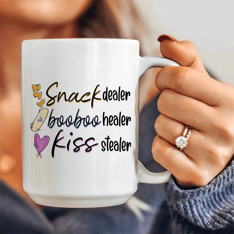 Snack Dealer Booboo Healer Kiss Stealer Ceramic Mug 15 oz - WonderingCloth
