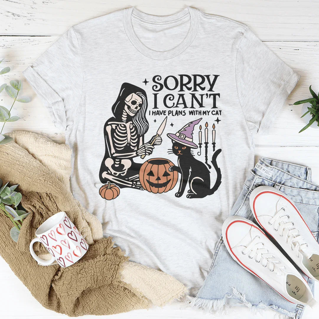 Sorry I Can't I Have Plans with My Cat Tee - WonderingCloth