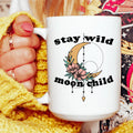 Stay Wild Moon Child Boho Ceramic Mug 15 oz - WonderingCloth