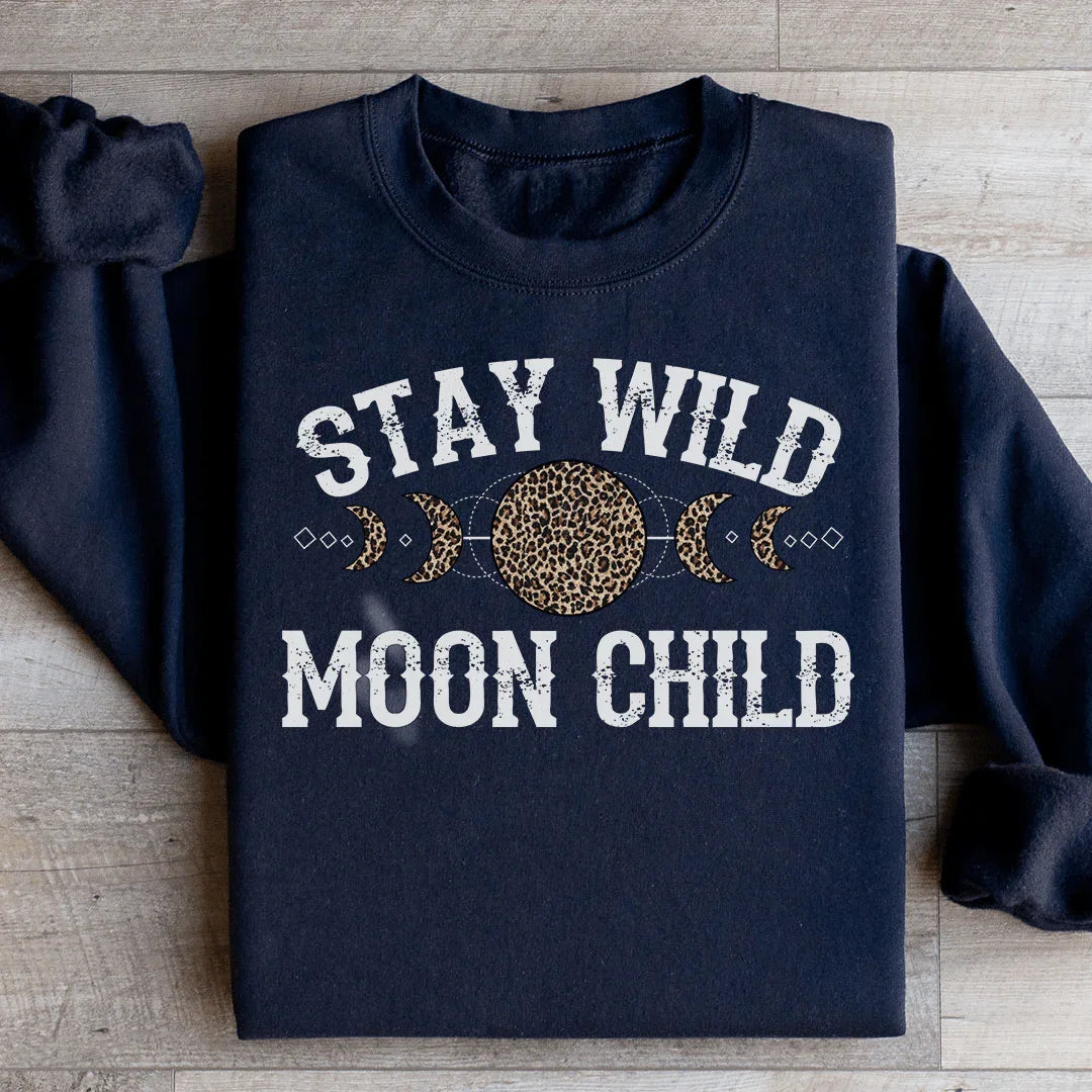 Stay Wild Moon Child Leopard Sweatshirt - WonderingCloth