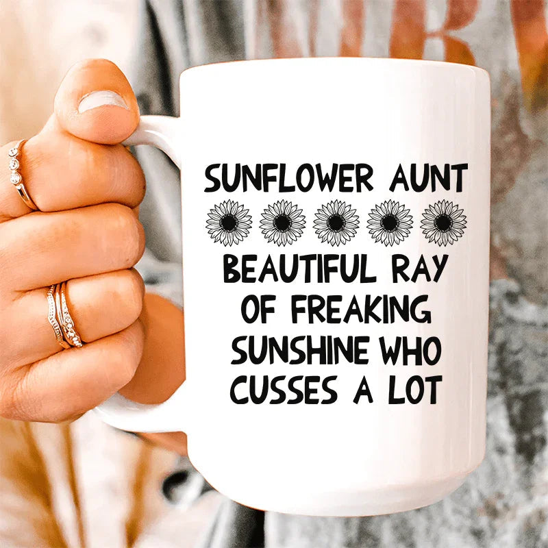 Sunflower Aunt Ceramic Mug 15 oz - WonderingCloth