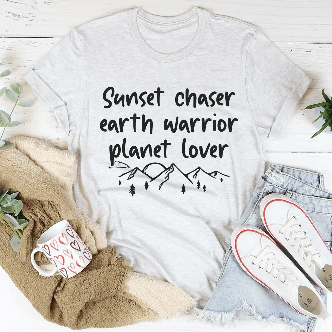 Sunset Chaser Earth Warrior Planet Lover Tee - WonderingCloth