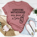 Surviving Motherhood One Beer At A Time Tee - WonderingCloth