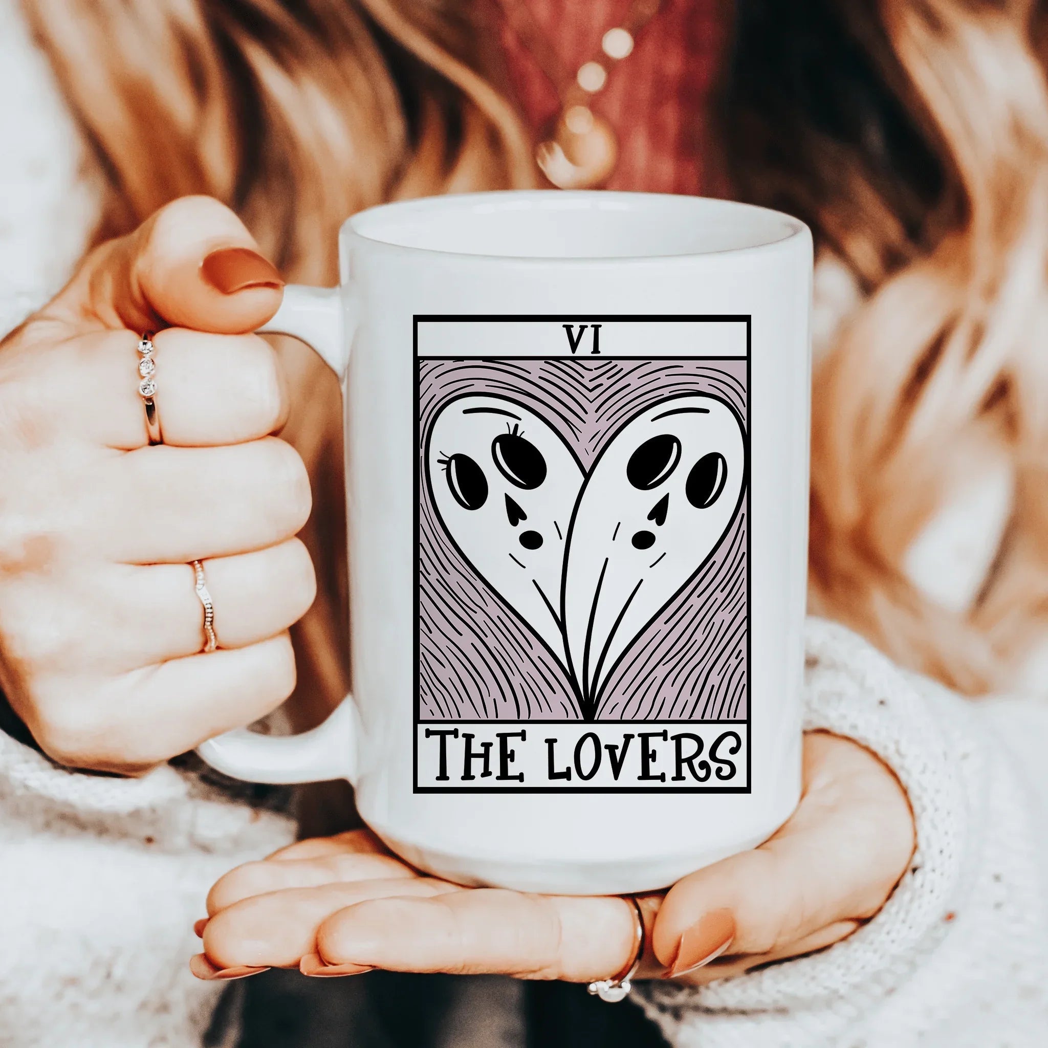 The Lovers Tarot Card Ceramic Mug 15 oz - WonderingCloth
