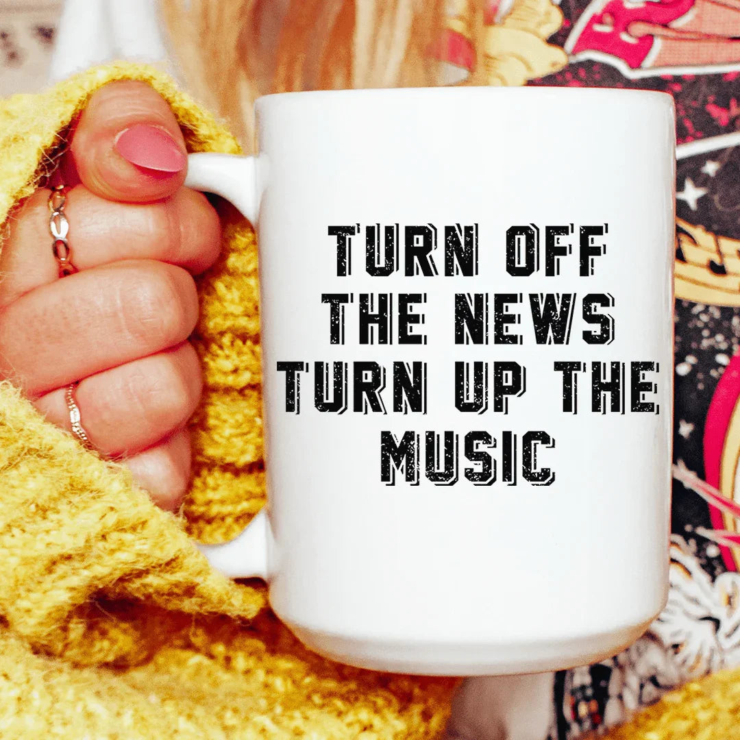 Turn Up The Music Ceramic Mug 15 oz - WonderingCloth