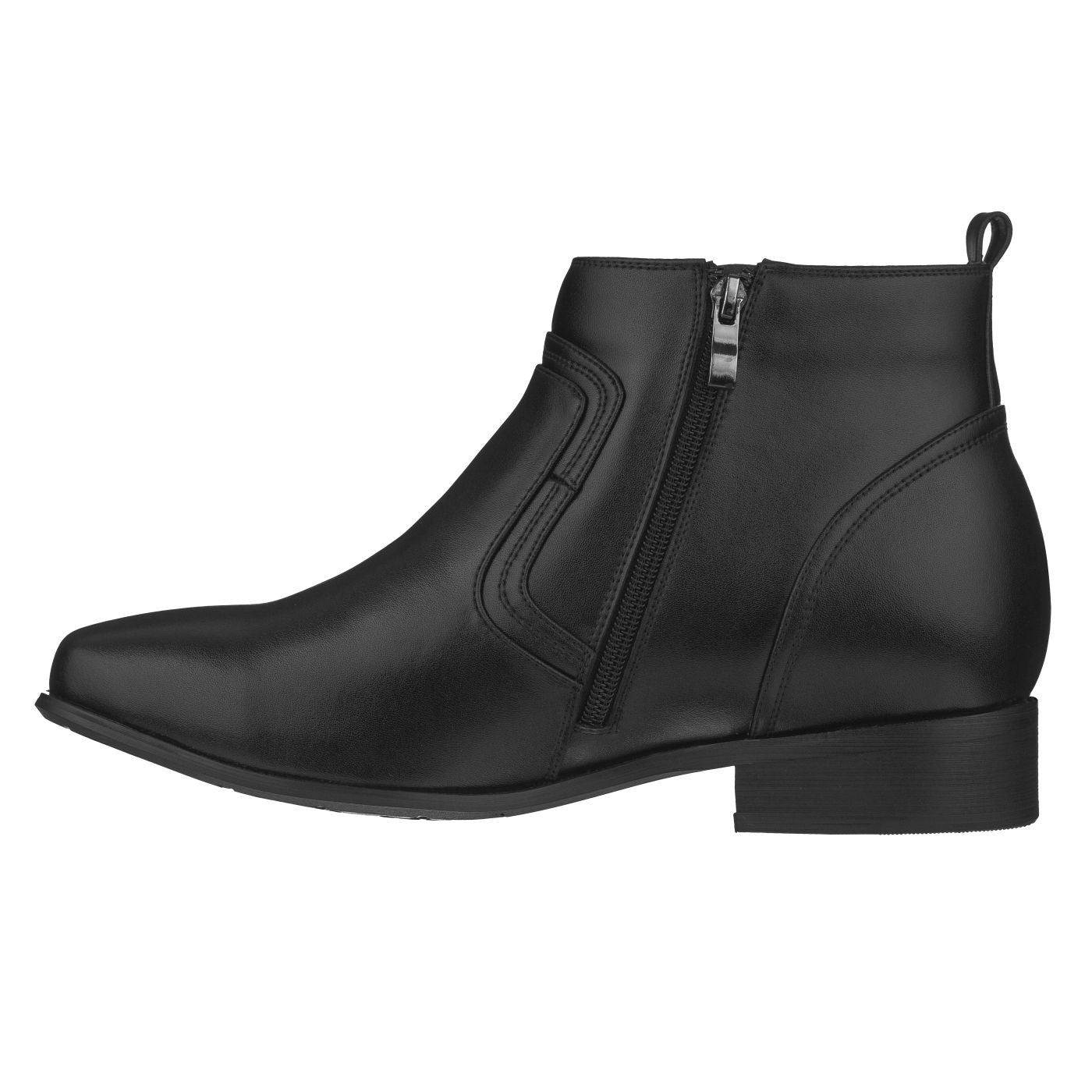 CALTO - G99809 - 3.2 Inches Taller (Black) - Zipper Boots - WonderingCloth