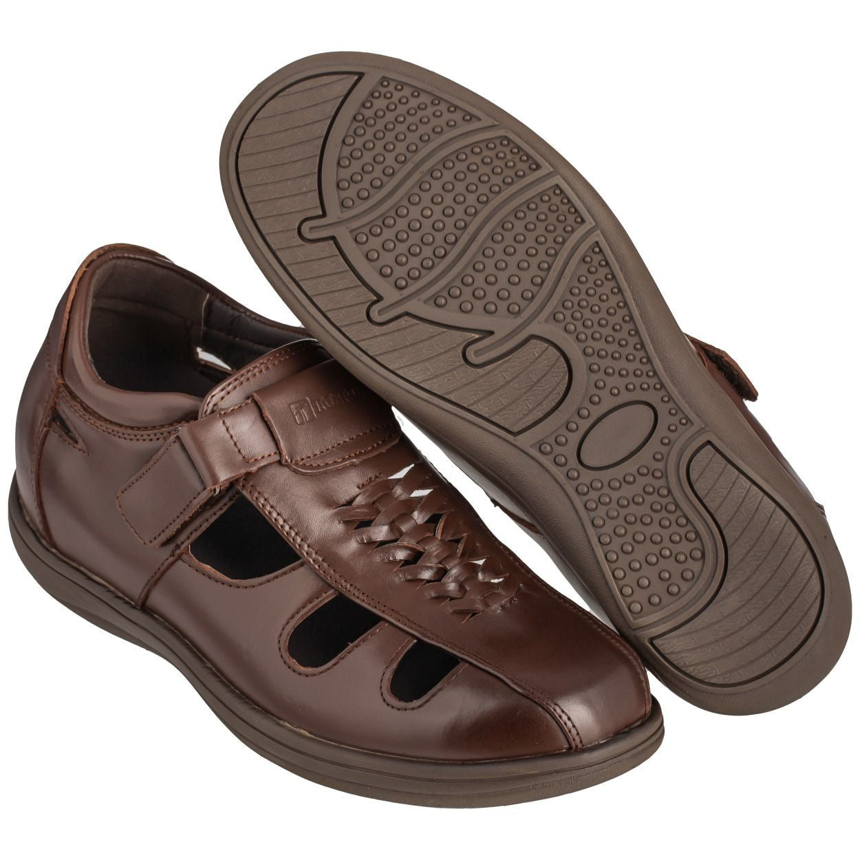 TOTO - G13072 - 3.2 Inches Taller (Cordovan Dark Brown) Braided Sandals - Super Lightweight - WonderingCloth