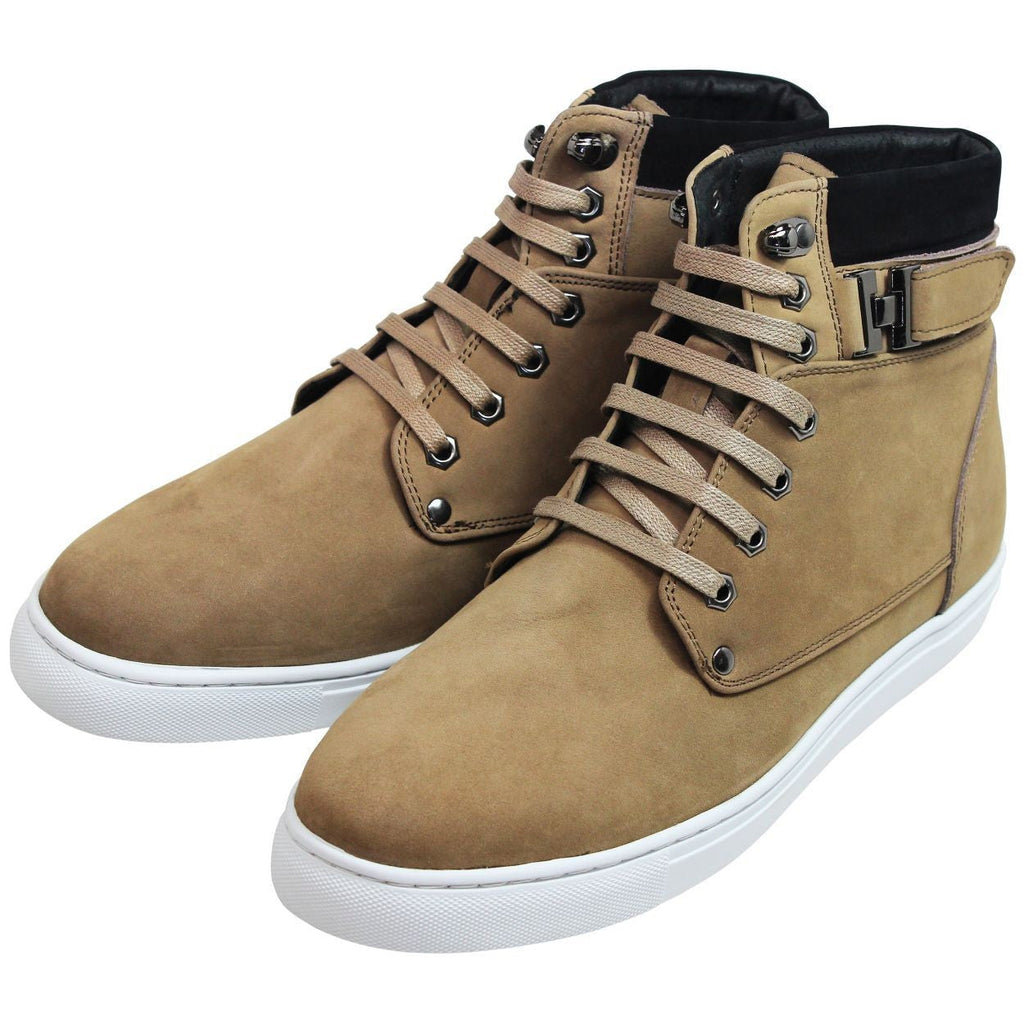 CALTO - T53121 - 2.6 Inches Taller (Nubuck Tan) - High top sneak-boot - WonderingCloth