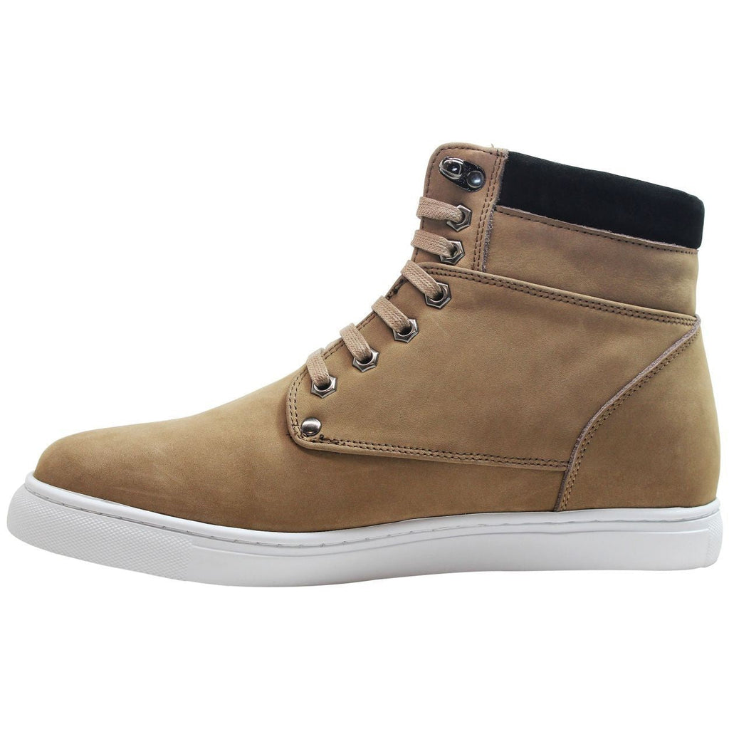 CALTO - T53121 - 2.6 Inches Taller (Nubuck Tan) - High top sneak-boot - WonderingCloth