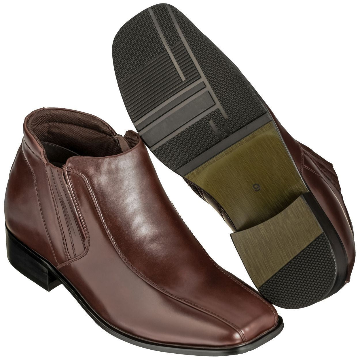 CALDEN Brown Leather Zipper Boots - 3.2 Inches - K99805-1 - WonderingCloth