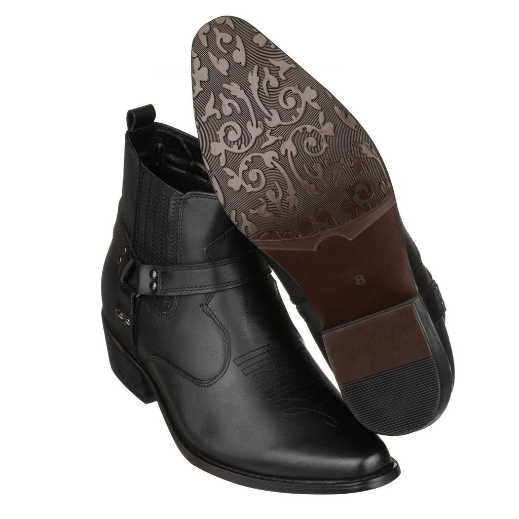 CALTO - T8112 - 3.3 Inches Taller (Black) - Zipper Boots - WonderingCloth