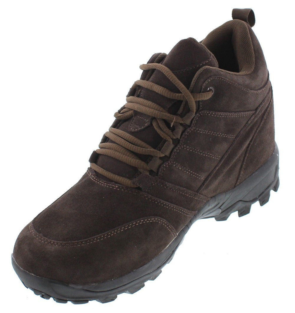CALTO - H0031 - 4 Inches Taller (Dark Brown) - Hiking Style Boots - WonderingCloth