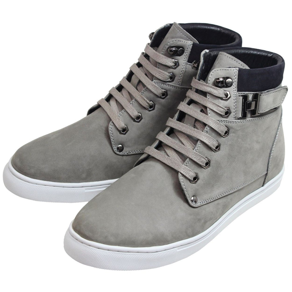 CALTO - T53120 - 2.6 Inches Taller (Nubuck Grey) - High top sneak-boot - WonderingCloth