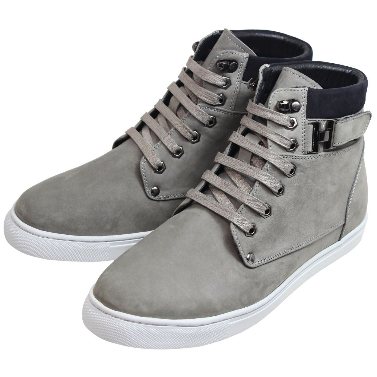 CALTO - T53120 - 2.6 Inches Taller (Nubuck Grey) - High top sneak-boot - WonderingCloth