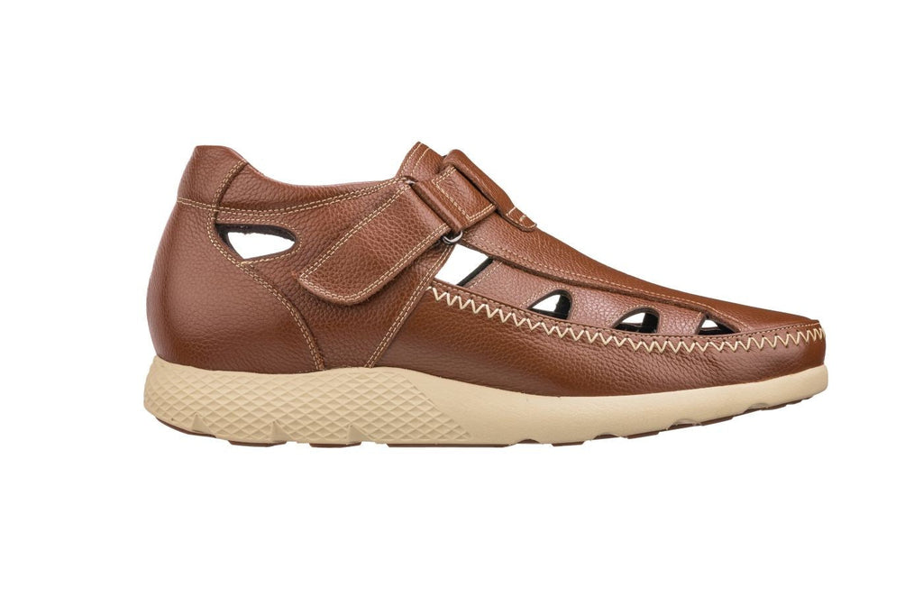 CALTO - K2133 - 2.8 Inches Taller (Brown) - Fisherman Sandal Lightweight - WonderingCloth