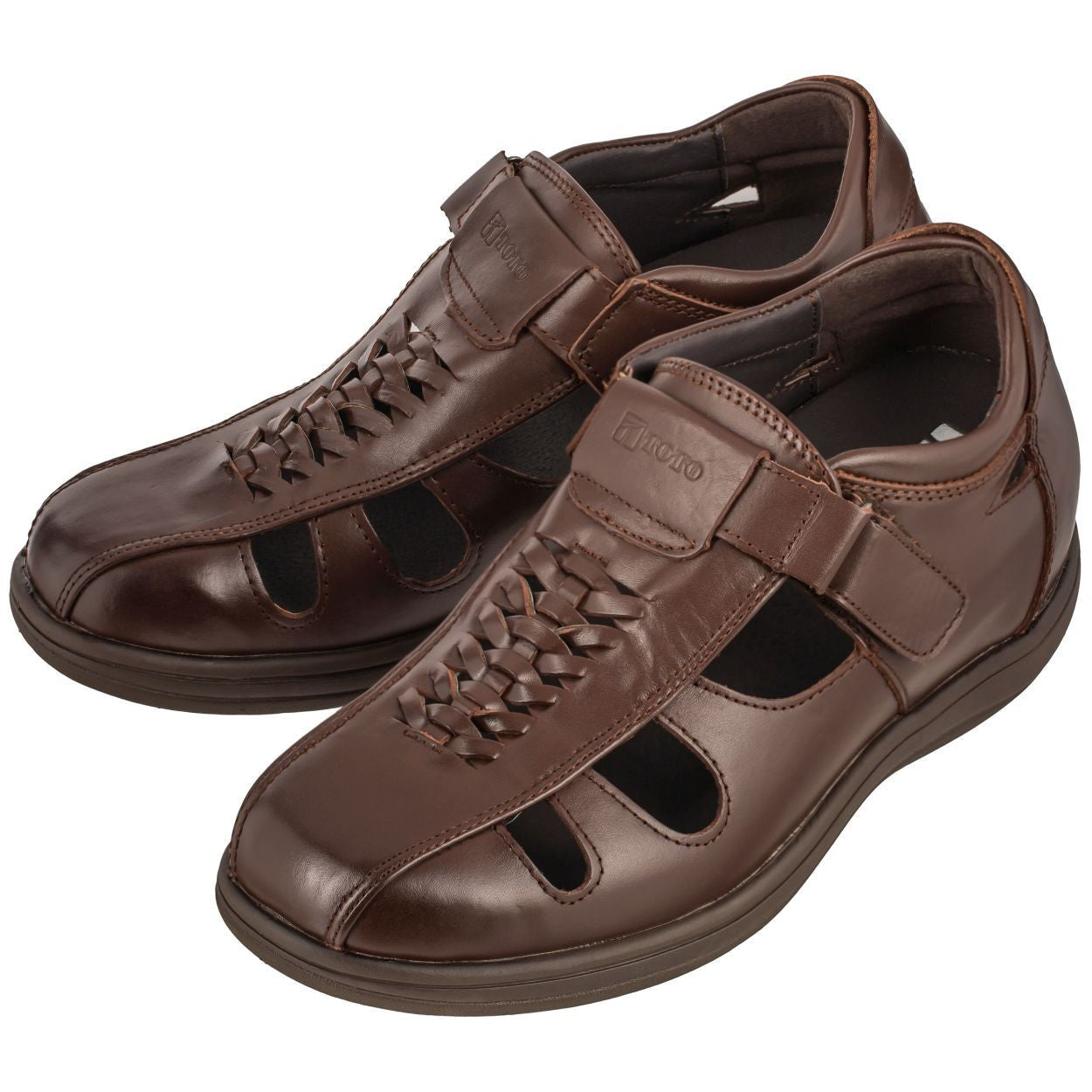 TOTO - G13072 - 3.2 Inches Taller (Cordovan Dark Brown) Braided Sandals - Super Lightweight - WonderingCloth