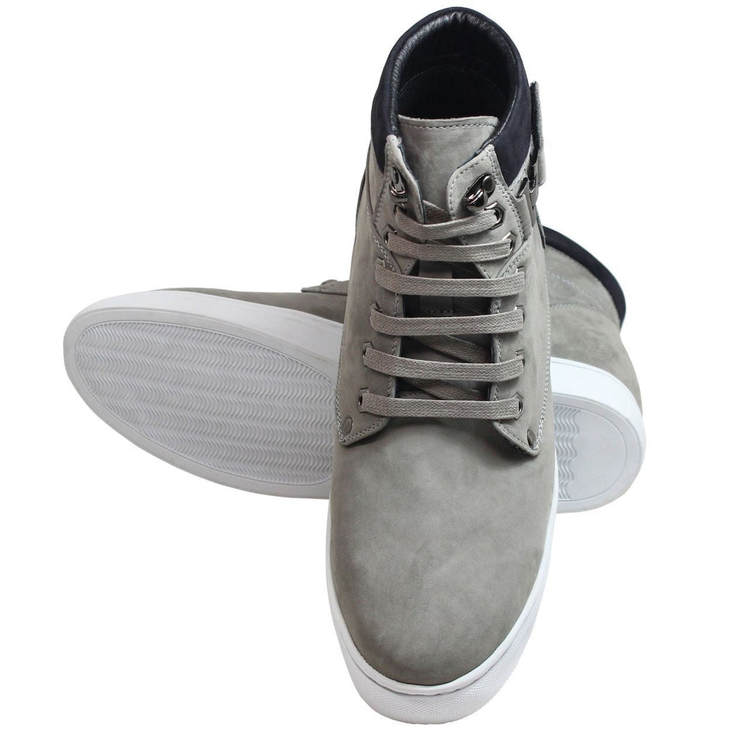 CALTO - T53120 - 2.6 Inches Taller (Nubuck Grey) - High top sneak-boot - WonderingCloth