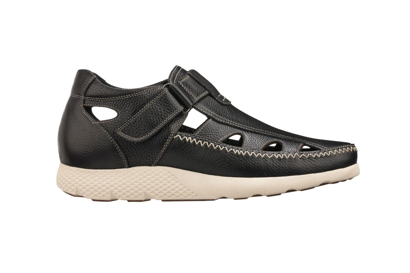 CALTO - K2132 - 2.8 Inches Taller (Black) - Fisherman Sandal Lightweight - WonderingCloth