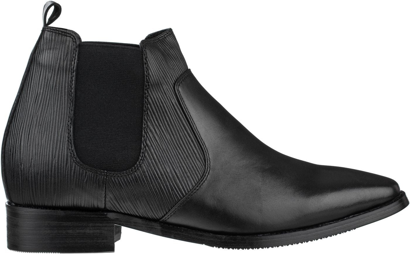 CALTO Black Leather Chelsea Boots - 3 Inches - T54021 - WonderingCloth