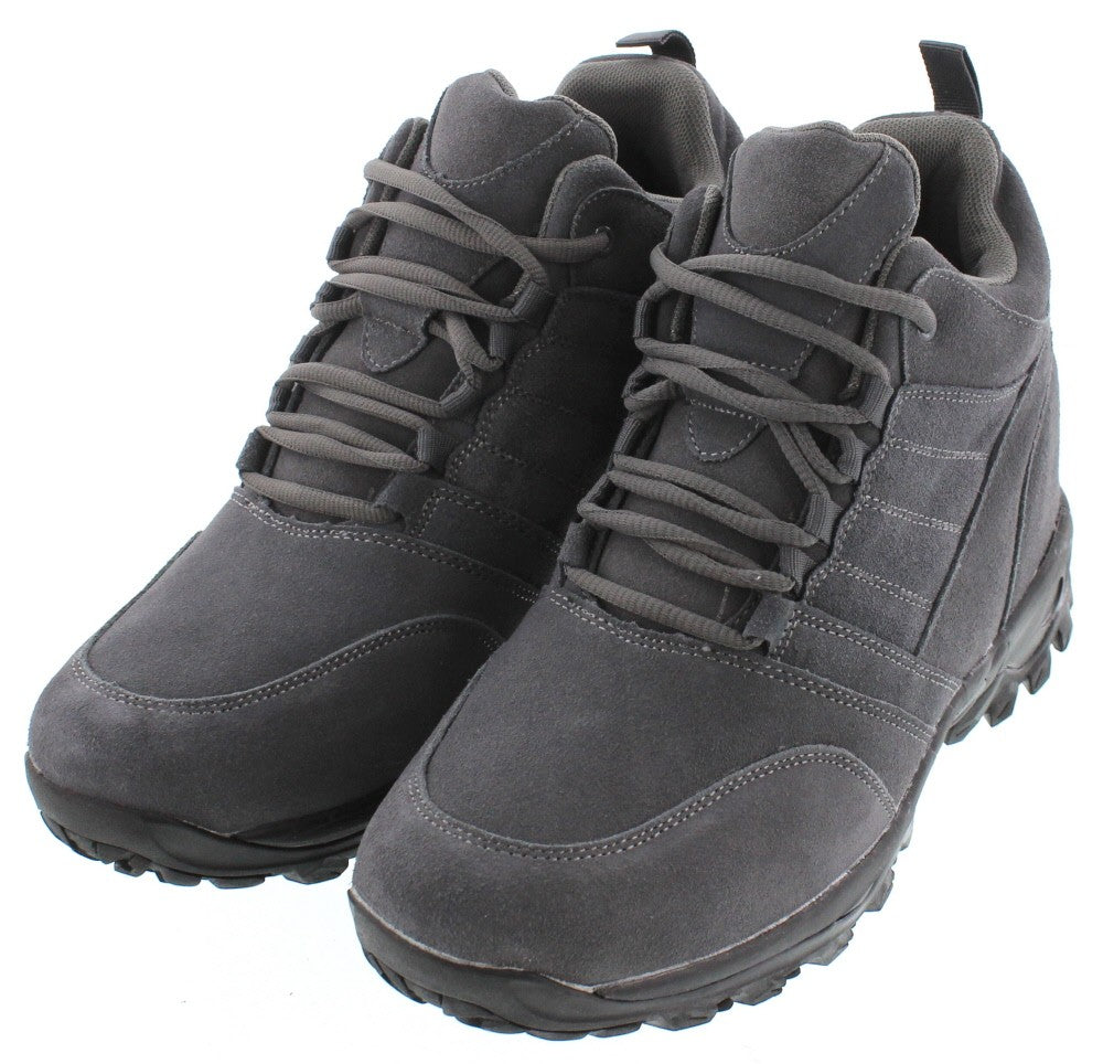 CALTO - H0032 - 4 Inches Taller (Grey) - Hiking Style Boots - WonderingCloth