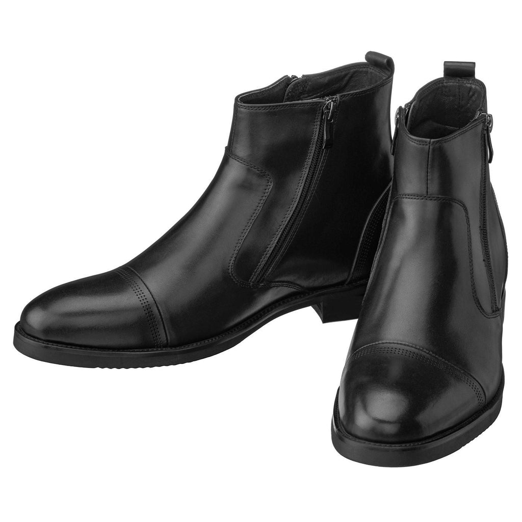 CALTO - S28001 - 3.2 Inches Taller (Black) - Lightweight - Zipper Boots - WonderingCloth
