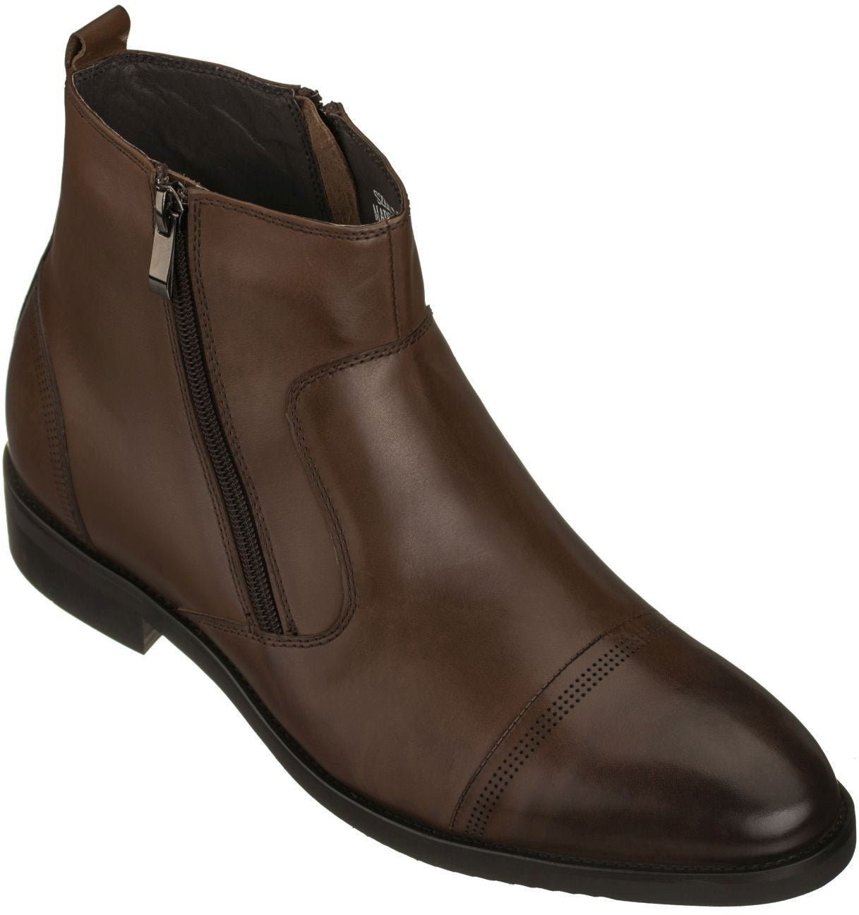 CALTO - S28002 - 2.8 Inches Taller (Dark Brown) - Lightweight - Zipper Boots - WonderingCloth